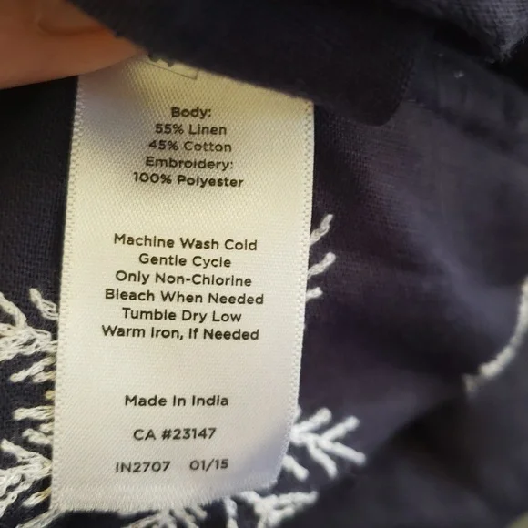 Talbots Embroidered Navy Blue Palm Tree Print Women's TunicTop XL - Picture 9 of 11